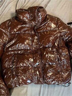 Noize Glossy Brown Women's Puffer Jacket M $200